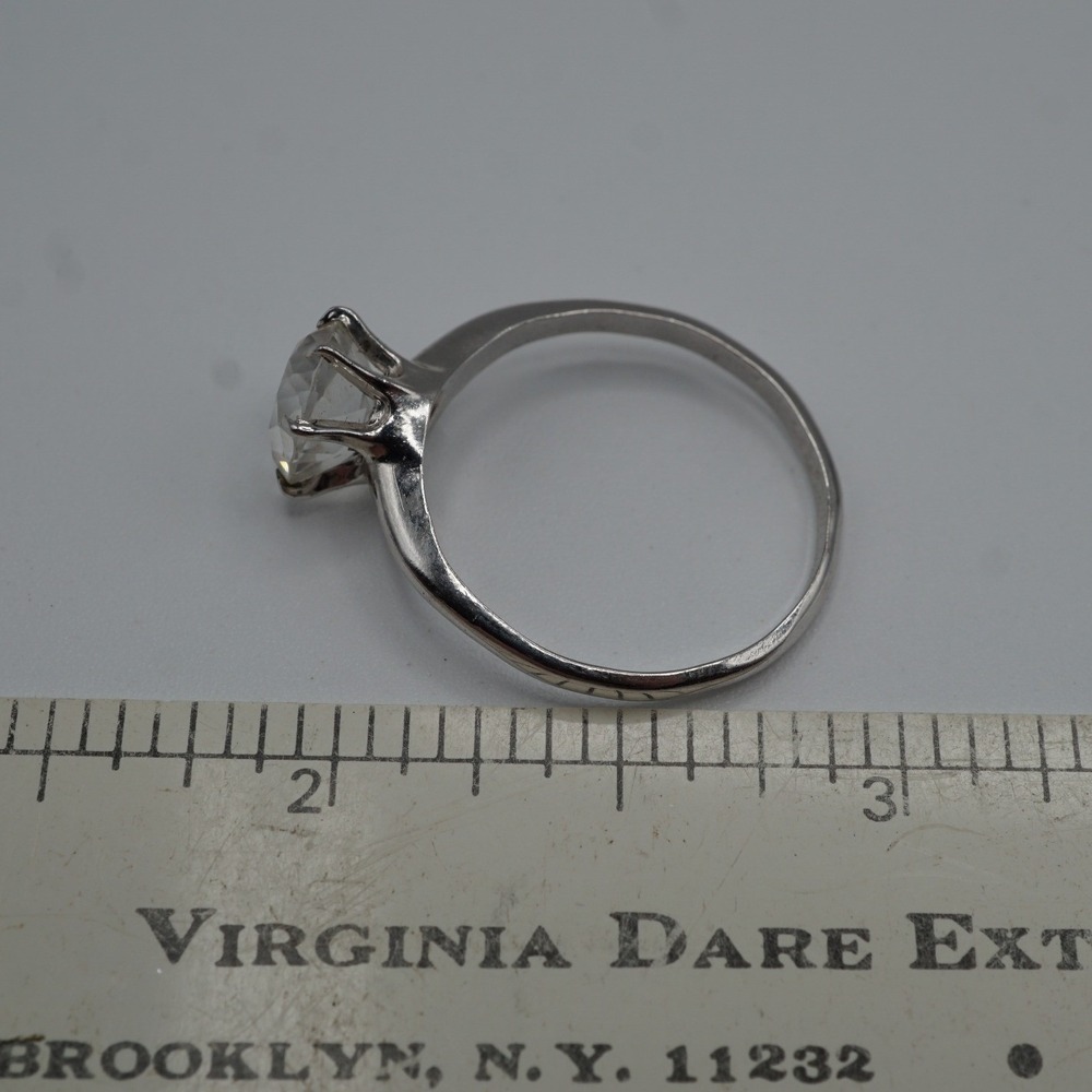 Sterling Silver 925 Round Solitaire Prong Set Ring Size 9 2.23g - Picture 4 of 5